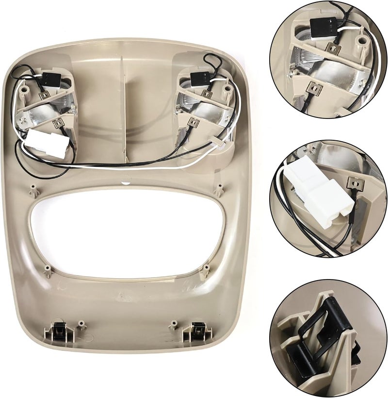 Rawsomes Overhead Console Dome Light Assembly Compatible with Dodge Ram 1500 2500 3500 4500 5500 Replacement Front LED Interior Roof Reading Lamp Replacement for 1DK78BD1AA 1DK78TL2AA (Carbon Fibre) - Image 5